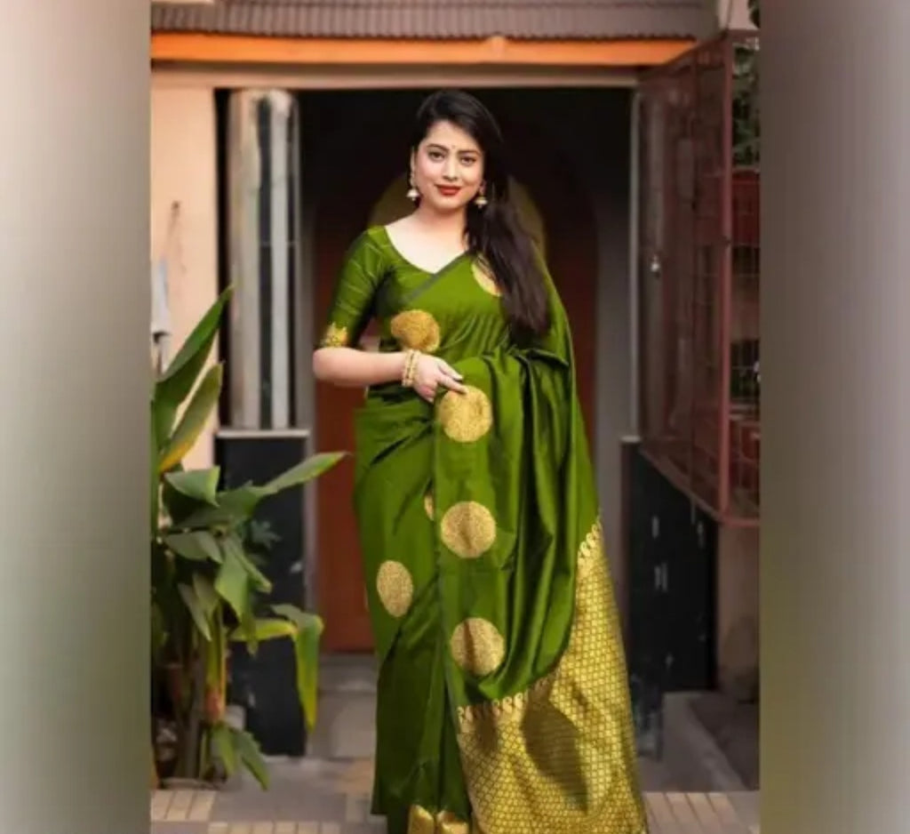 Leafsy Party Wear Banarasi Soft Silk Jacquard Saree