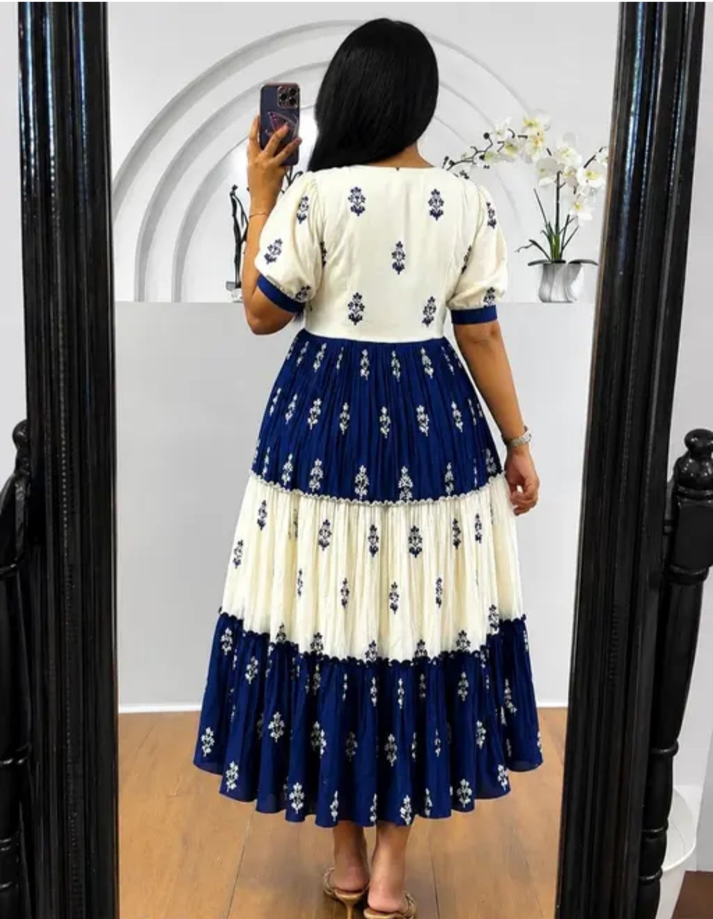 women rayon slub floral printed midi dress | one piece dress | fit & flare west...