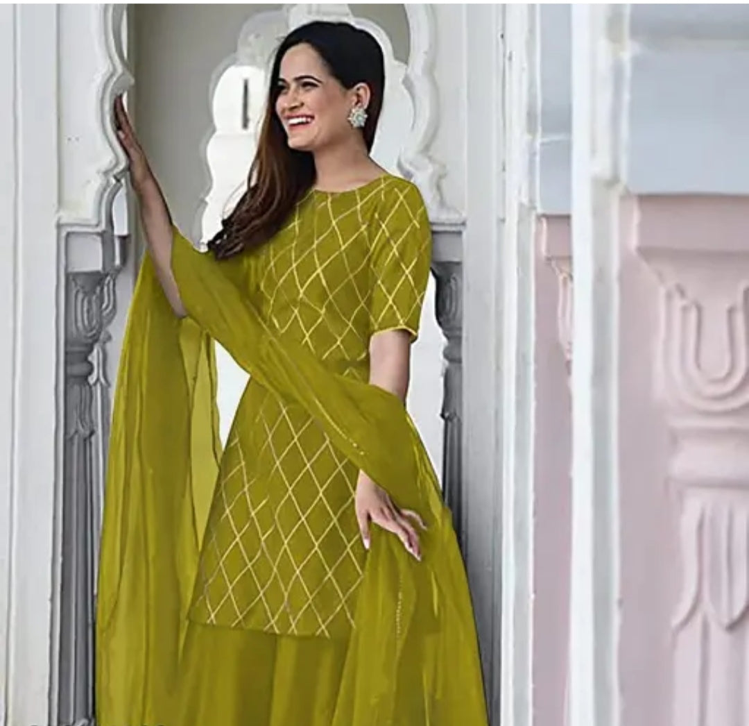 WOMEN'S NEW DESIGN ATTRACTIVE LOOK COTTON KURTI SHARARA SE...