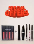 Combo of 4in 1 Red matte lipstick with 4 different shades and Waterproof Ey...