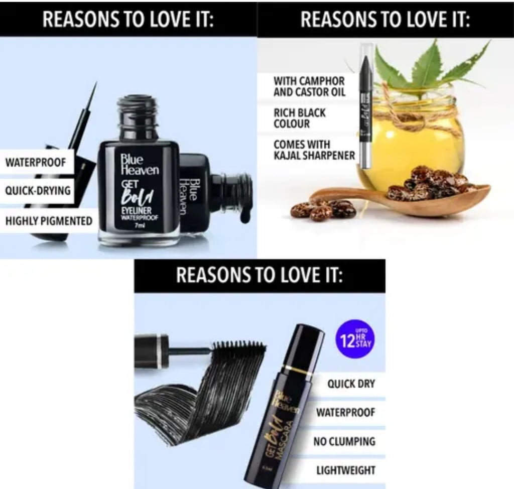 Blues Heaven Get Bold Eyeliner 7MI +  Mascara 6.5MI + K...