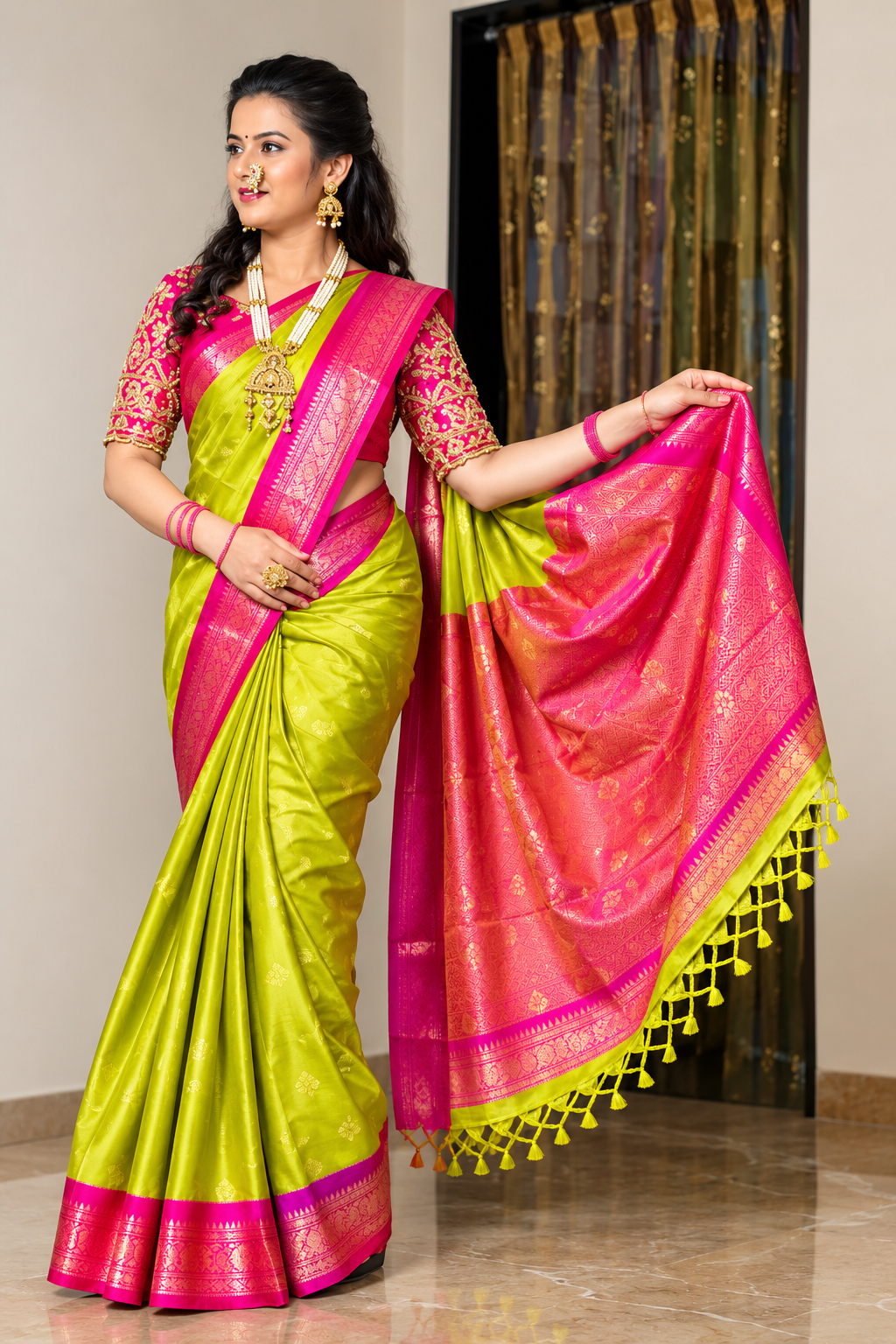 Peacock rich pallu saree