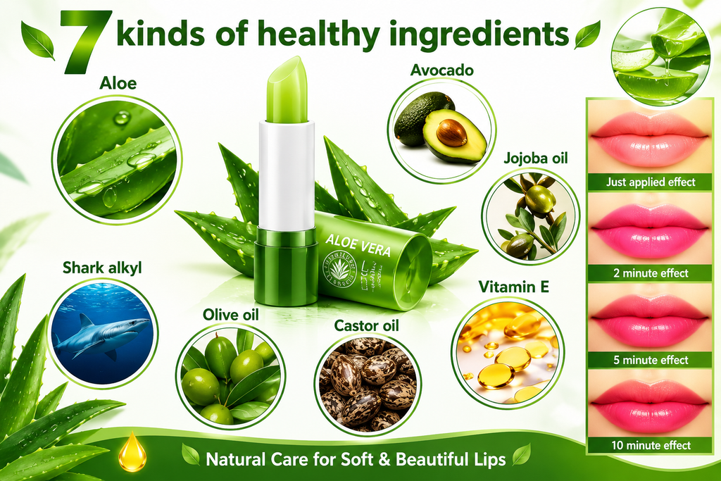 3 PCS GREEN LIPSTICK ALOEVERA MOISTURIZING LIPSTICK NOT...