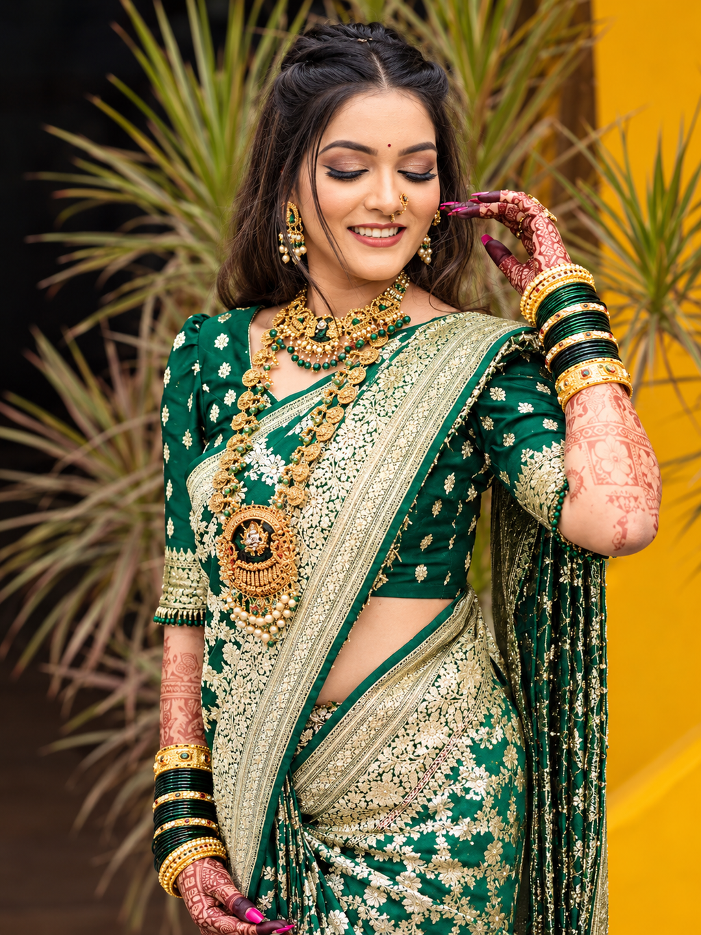 New Banarasi Green Saree For Women